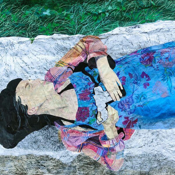 L'angle mort I_peinture acylique, crayons de couleurs, pastel à la cire, papier kraft